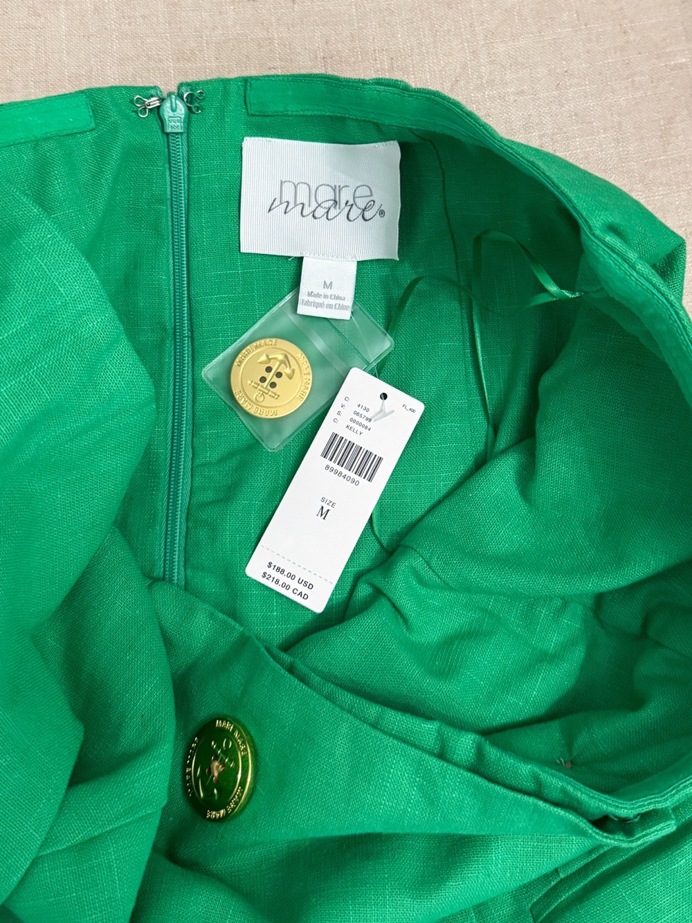 New Anthropologie Mare Mare Strapless Trench Midi Dress Linen Kelly Green M NWT - Picture 8 of 11